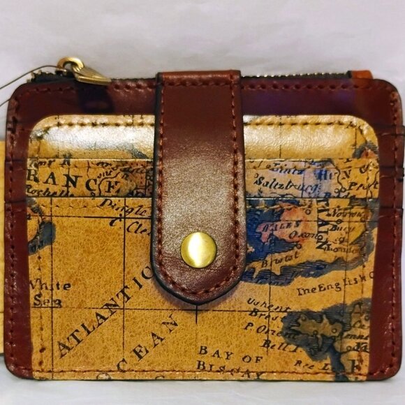 Patricia Nash 'Cassis' Leather ID Case/Wallet- European  Map Print- NWT - Picture 1 of 5